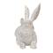 16.5&#x22; Distressed White Decorative Resting Rabbit with Birds Figurine